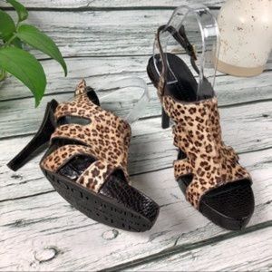 Donald J Pliner Garbo Heels Leopard Calf Hair 9.5